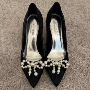 Kate Spade Black Heels with Pearl Embellishments